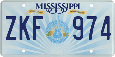 MS license plate ZKF974