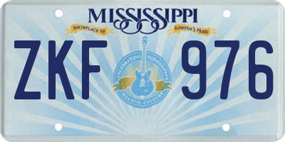 MS license plate ZKF976
