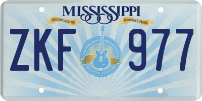 MS license plate ZKF977