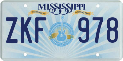 MS license plate ZKF978