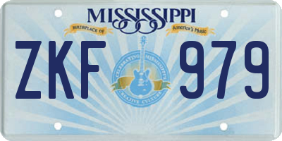 MS license plate ZKF979