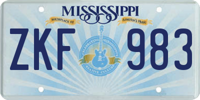 MS license plate ZKF983