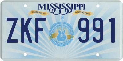 MS license plate ZKF991