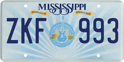 MS license plate ZKF993