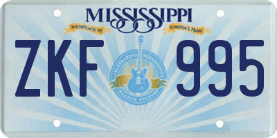 MS license plate ZKF995