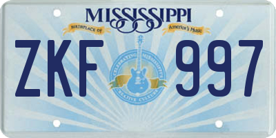 MS license plate ZKF997