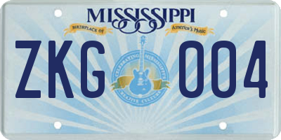 MS license plate ZKG004