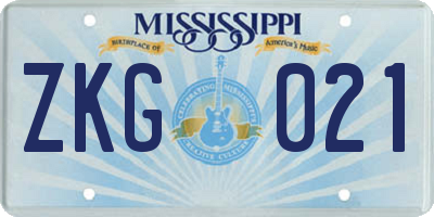 MS license plate ZKG021