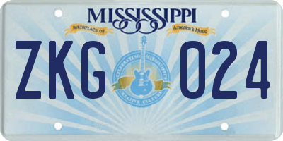 MS license plate ZKG024