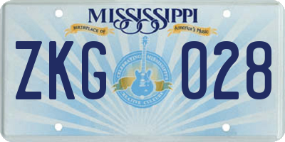 MS license plate ZKG028