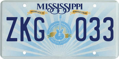 MS license plate ZKG033