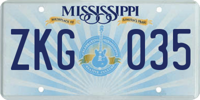 MS license plate ZKG035