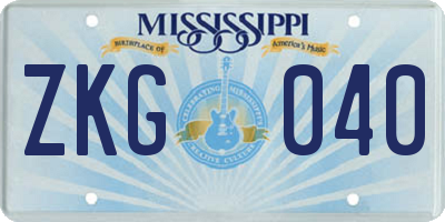 MS license plate ZKG040