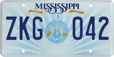 MS license plate ZKG042
