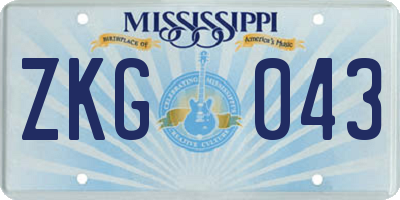 MS license plate ZKG043