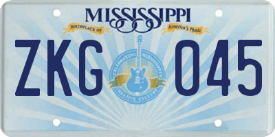 MS license plate ZKG045