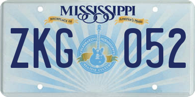 MS license plate ZKG052
