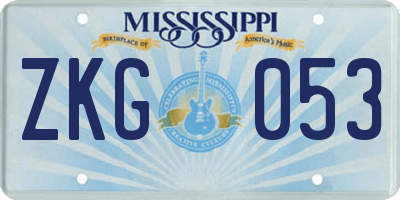 MS license plate ZKG053