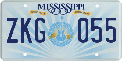 MS license plate ZKG055