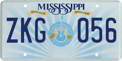 MS license plate ZKG056