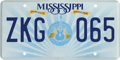 MS license plate ZKG065