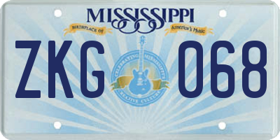 MS license plate ZKG068