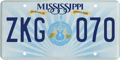 MS license plate ZKG070