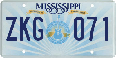 MS license plate ZKG071