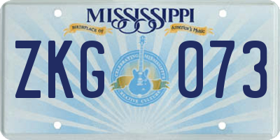 MS license plate ZKG073