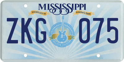 MS license plate ZKG075