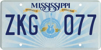 MS license plate ZKG077