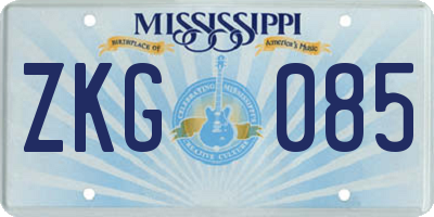 MS license plate ZKG085