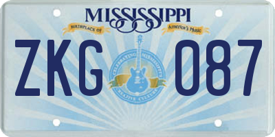 MS license plate ZKG087