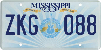 MS license plate ZKG088