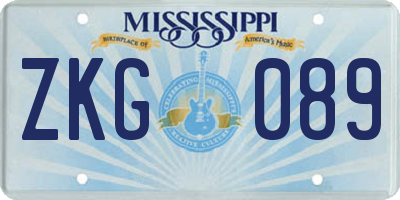 MS license plate ZKG089