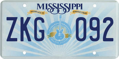 MS license plate ZKG092