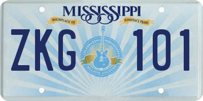 MS license plate ZKG101