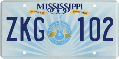 MS license plate ZKG102