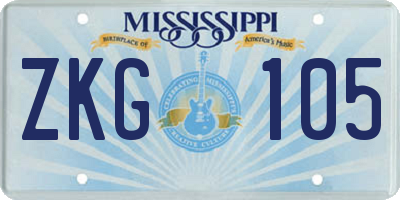 MS license plate ZKG105