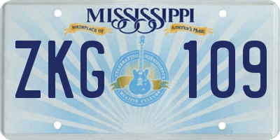 MS license plate ZKG109