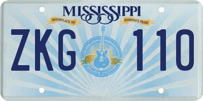 MS license plate ZKG110