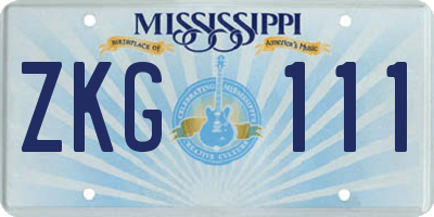 MS license plate ZKG111