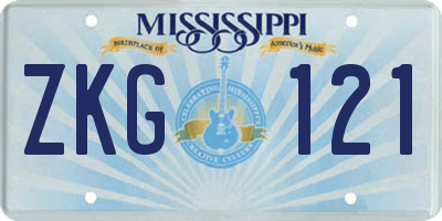 MS license plate ZKG121