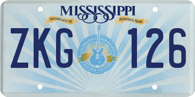 MS license plate ZKG126