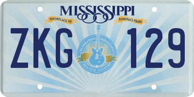 MS license plate ZKG129