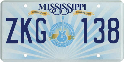 MS license plate ZKG138