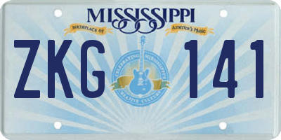MS license plate ZKG141