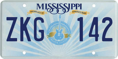 MS license plate ZKG142