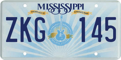 MS license plate ZKG145