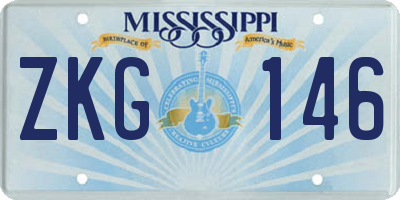 MS license plate ZKG146